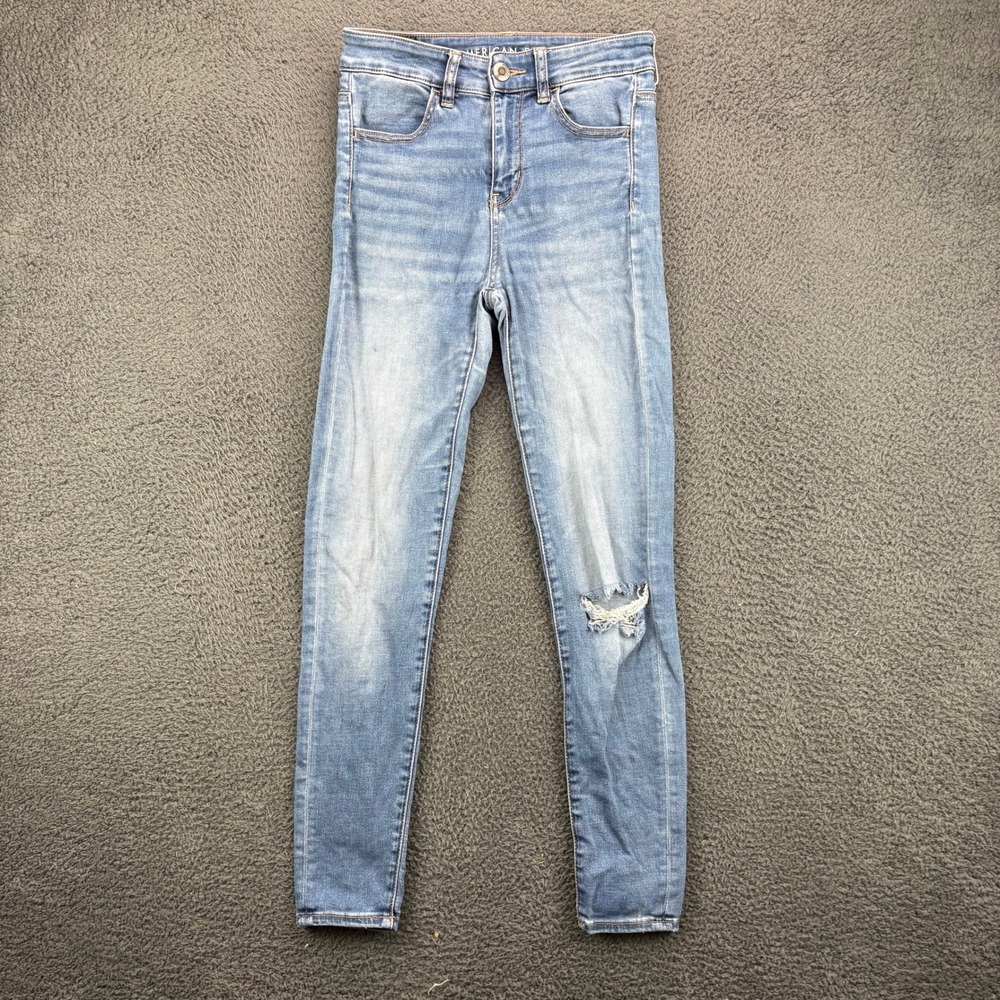 American Eagle Hi-Rise Jegging Stretch Light Wash Blue Jeans Size 2S‎